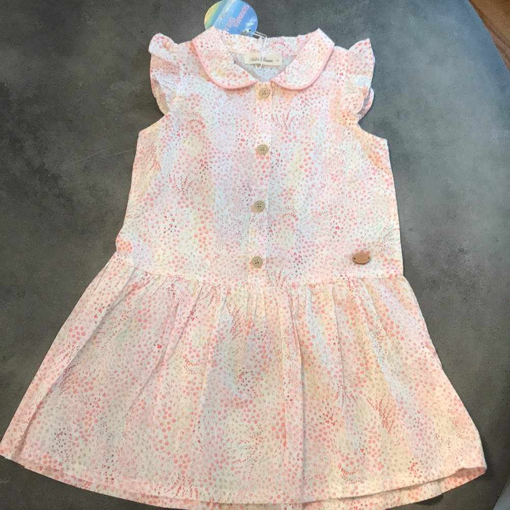Kids Dream floral ruffle cotton dress